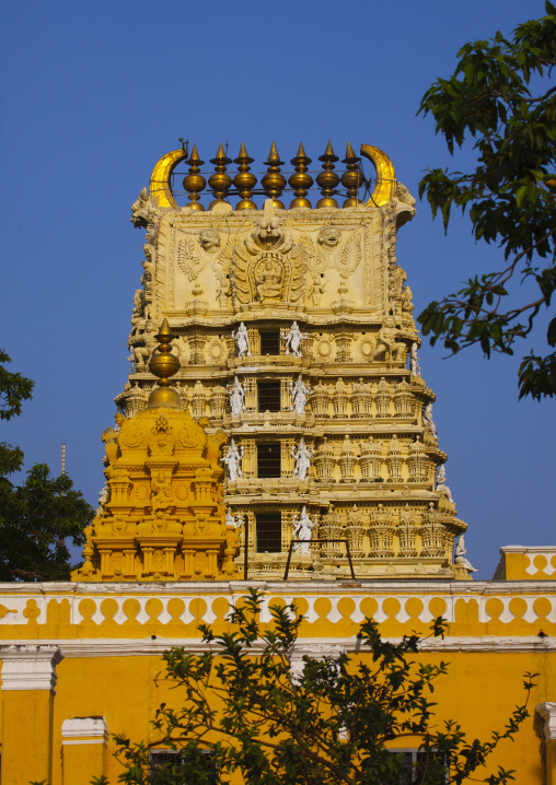 Gopuram Of The Ancient Dravidinian Style Lakshmi Ramana Swami Temple, Mysore, India