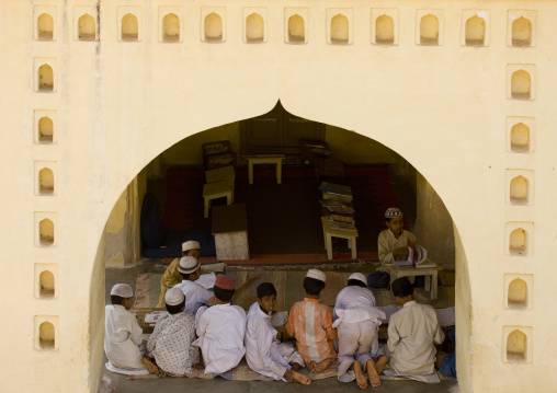 Group Of Young Boys Studying In A Bilal Mosque Madrassa, Mysore, India