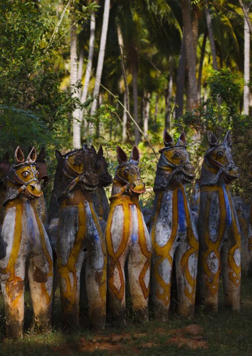 Terracotta Horses Lined Up By The Ayyanar Temple, Pudukkottai, India