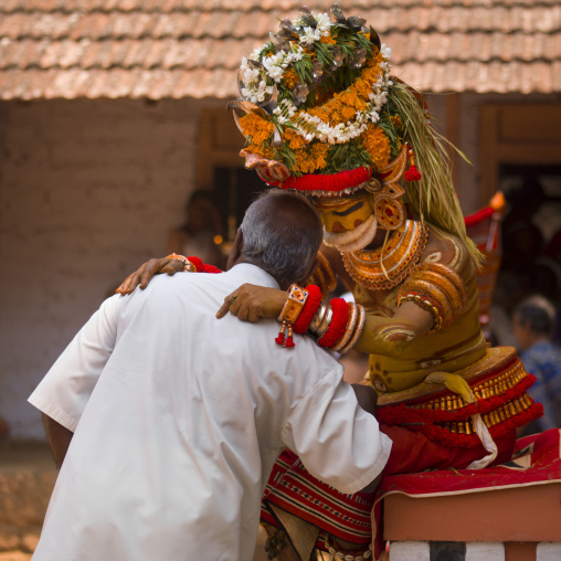 People Asking Questions About The Future During Theyyam Ceremony, Thalassery, India