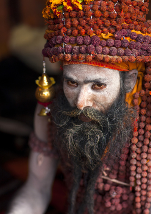 Sadhu With Rudraksha Mala, Maha Kumbh Mela, Allahabad, India