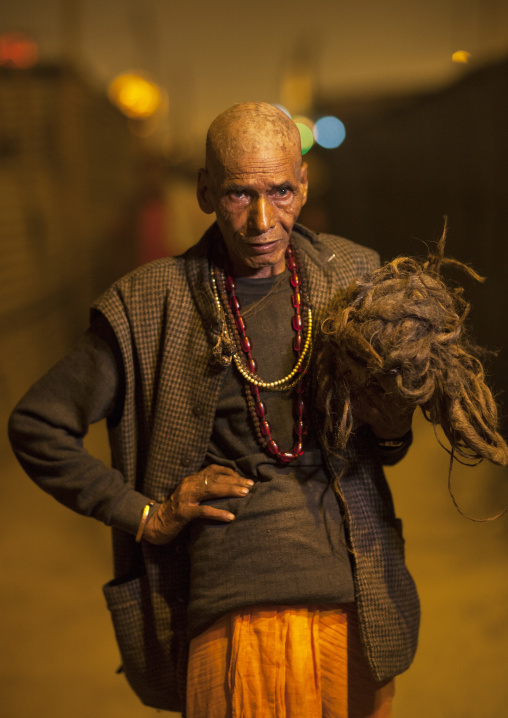 Pilgrim With His Hair Shaved At Maha Kumbh Mela, Allahabad, India