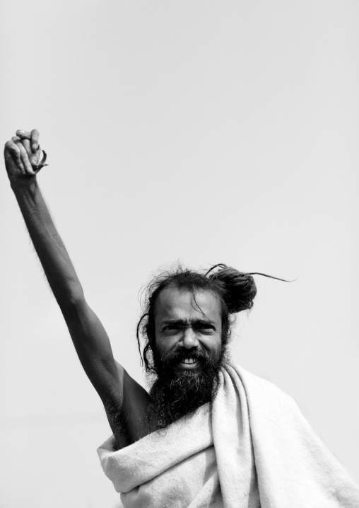 Naga Sadhu Holding His Arm Up, Maha Kumbh Mela, Allahabad, India