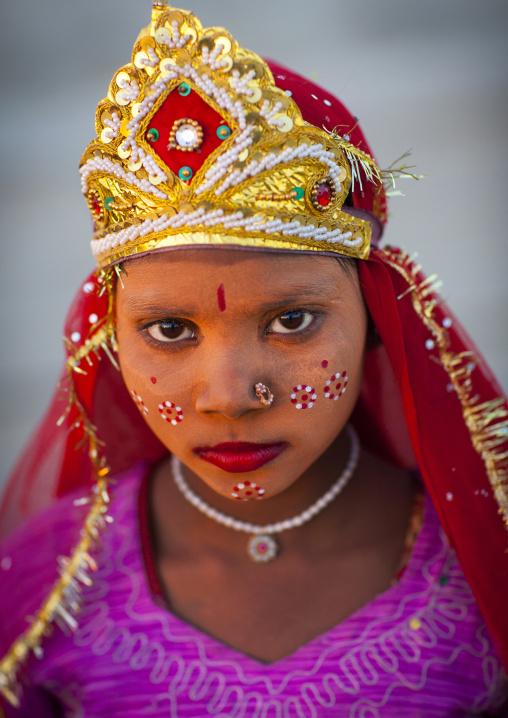 Young Girl With Shiva Make Up, Maha Kumbh Mela, Allahabad, India