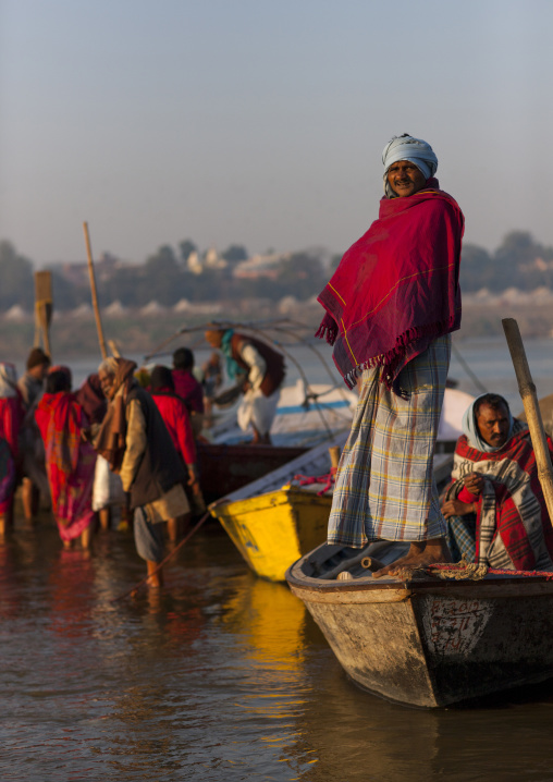 Pilgrims Bathing In Ganges, Maha Kumbh Mela, Allahabad, India