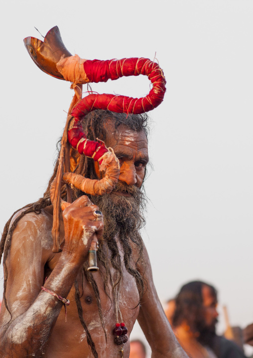 Naga Sadhu From Juna Akhara Going To Bath, Maha Kumbh Mela, Allahabad, India