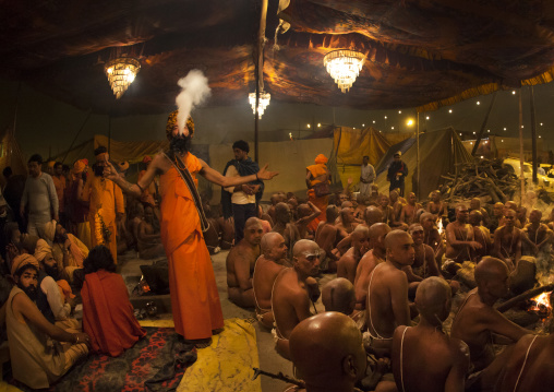 Young Men Becoming Naga Sadhu, Maha Kumbh Mela, Allahabad, India