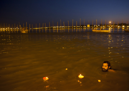 Pilgrims Bathing In Ganges, Maha Kumbh Mela, Allahabad, India