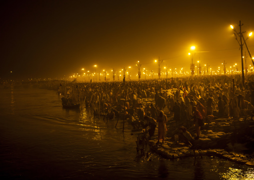 Pilgrims Bathing In Ganges, Maha Kumbh Mela, Allahabad, India
