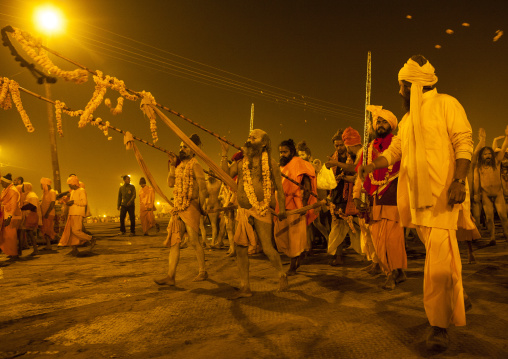 Naga Sadhu From Juna Akhara Going To Bath, Maha Kumbh Mela, Allahabad, India