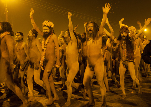 Naga Sadhu From Juna Akhara Going To Bath, Maha Kumbh Mela, Allahabad, India