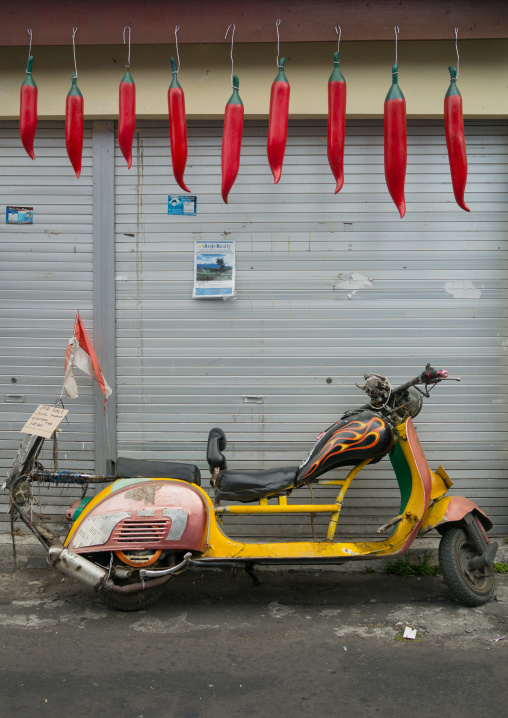 Old Vintage Yellow Scooter Parked