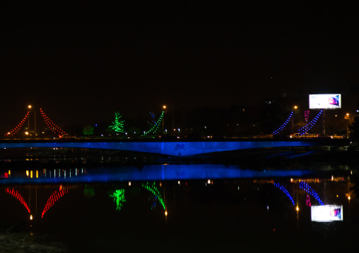 a view of tmodern bridge at night, Isfahan Province, isfahan, Iran