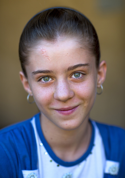 Beautiful Young Kurdish Girl With Blue Eyes, Palangan, Iran
