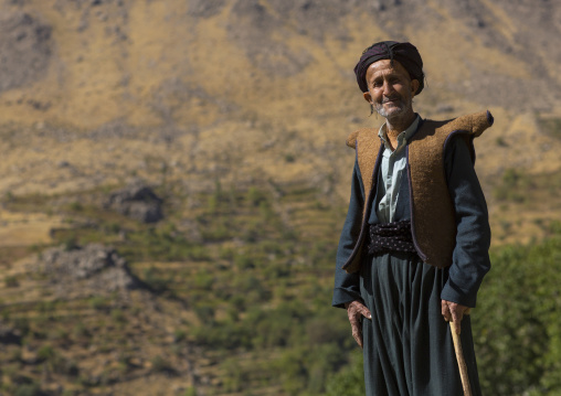Kurdish Old Man With Traditional Clothing, Howraman, Iran