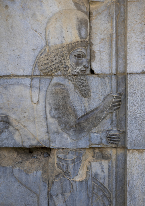 Bas-relief depicting a persian guard, Fars province, Persepolis, Iran