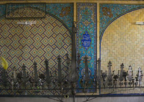 Alam inside the shrine of hasan ibn musa ibn ibn jafar, Isfahan province, Kashan, Iran