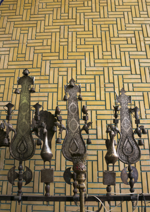 Alam inside the shrine of hasan ibn musa ibn ibn jafar, Isfahan province, Kashan, Iran