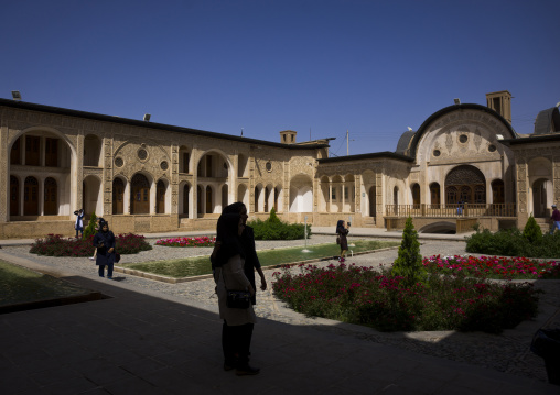 Courtyard of tabatabei historical house, Isfahan province, Kashan, Iran
