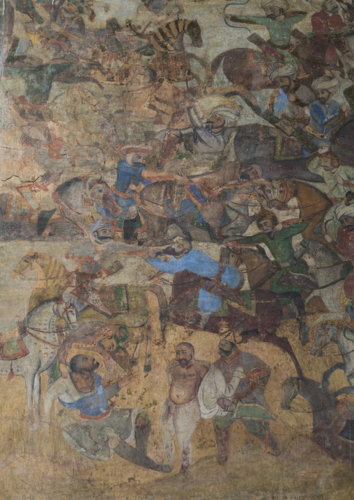 Colorful old mural painting, Isfahan province, Isfahan, Iran