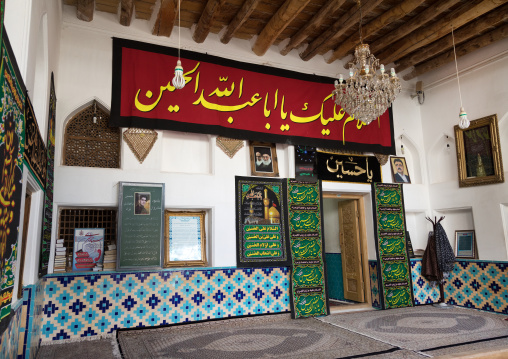 Jame mosque decorated for Ashura, Natanz County, Abyaneh, Iran