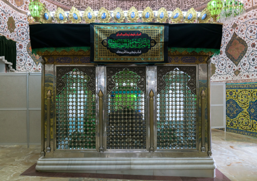 Grave in the Shrine of sultan Ali decorated for Muharram, Kashan County, Mashhad-e Ardahal, Iran