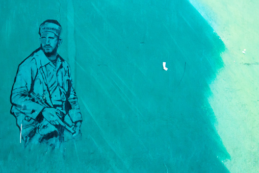 anti-american mural propoganda on the wall of the former united states embassy, Central district, Tehran, Iran