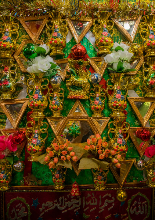 bride and groom room decoration for a traditional wedding, Hormozgan, Bandar-e Kong, Iran