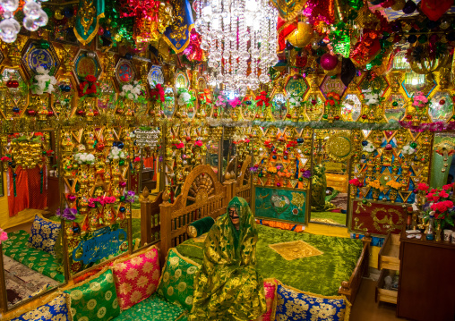 bride in the decorated room for traditional wedding, Hormozgan, Bandar-e Kong, Iran