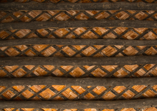 ceiling made out of palm trunk beams with plaited palm fronds, Hormozgan, Bandar-e Kong, Iran
