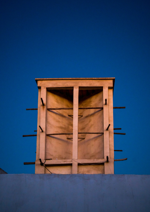 wind tower used as a natural cooling system in iranian traditional architecture, Hormozgan, Bandar-e Kong, Iran