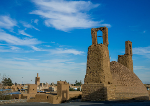 wind towers used as a natural cooling system for water reservoir, Ardakan County, Aqda, Iran