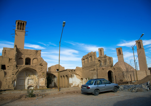 wind towers used as a natural cooling system in iranian traditional architecture, Ardakan County, Aqda, Iran