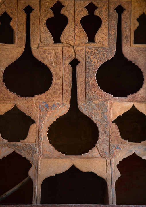 famous acoustic ceiling in the music room of ali qapu palace, Isfahan Province, isfahan, Iran