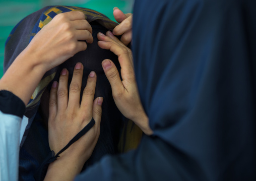 Iranian Shiite Muslim Women Putting A Veil To Mourn Imam Hussein On The Day Of Tasua, Lorestan Province, Khorramabad, Iran