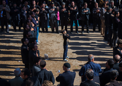 Iranian Shiite Muslim Boy Beating Himslef In The Middle Of Men Celebrating Ashura, The Day Of The Death Of Imam Hussein, Kurdistan Province, Bijar, Iran