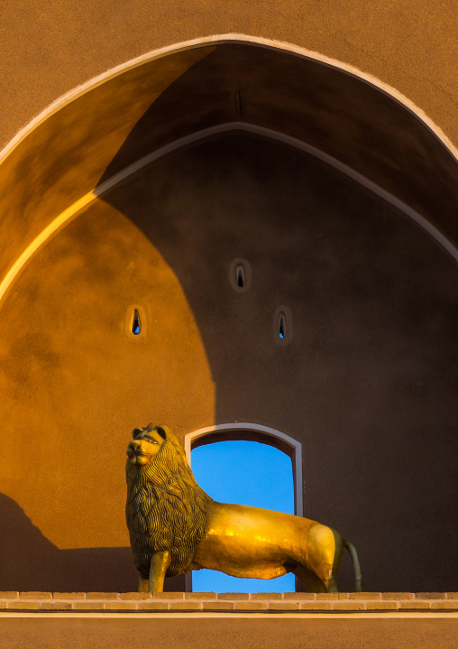 Lion Statue In A Hosseinieh , Yazd Province, Yazd, Iran