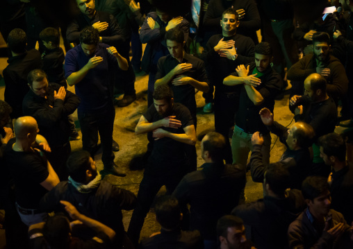 Iranian Shiite Muslim Men Chanting And Self-flagellating During Ashura, The Day Of The Death Of Imam Hussein, Golestan Province, Gorgan, Iran