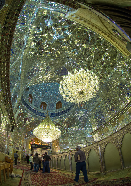 Muslim Shiite People Hall Of The Shah-e-cheragh Mausoleum, Fars Province, Shiraz, Iran