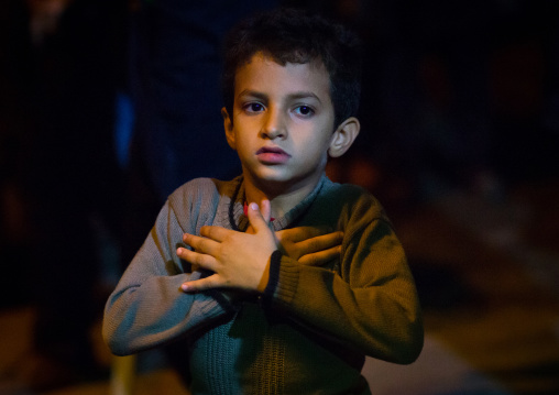 Iranian Shiite Muslims Boy Chanting During Ashura, The Day Of The Death Of Imam Hussein, Golestan Province, Gorgan, Iran