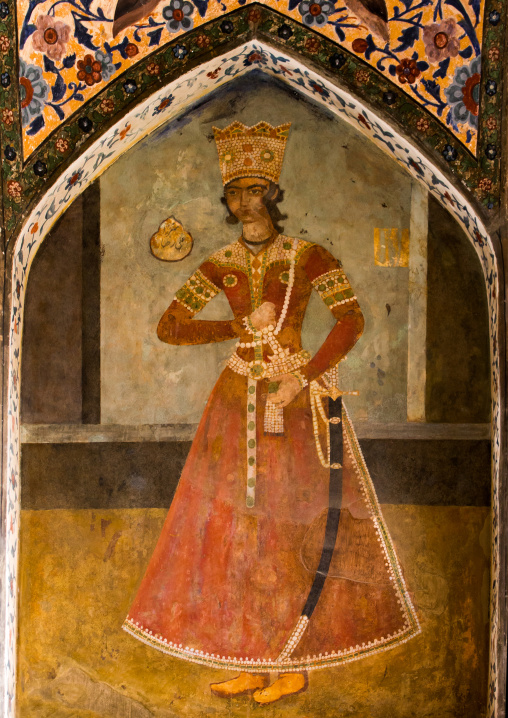 Painted Portrait In Bagh-e Tarikhi-ye Fin Garden, Isfahan Province, Kashan, Iran