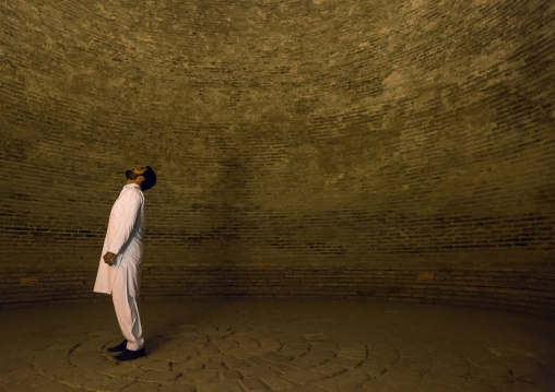 Baluch Man Shouting Inside Gonbad-e Kavus, The Tower Of Kavus, Golestan Province, Gonbad-e Qabus, Iran