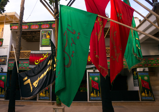 Jam’e Mosque Decorated With Flags For Ashura Celebration, Isfahan Province, Abyaneh, Iran