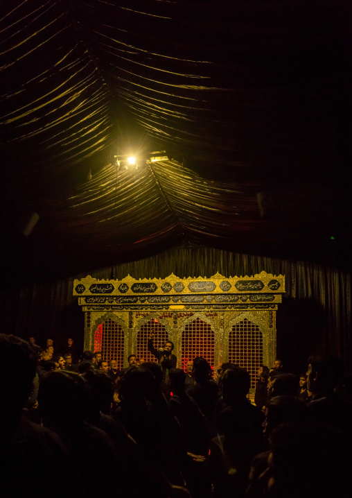 Iranian Shiite Muslim Men In A Mosque Chanting And Self-flagellating During Ashura, The Day Of The Death Of Imam Hussein, Isfahan Province, Kashan, Iran