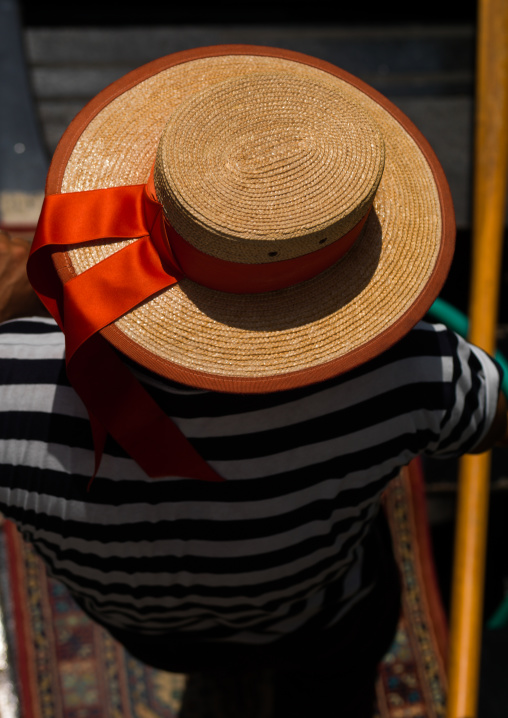 High angle view of an italian gondolier, Veneto Region, Venice, Italy