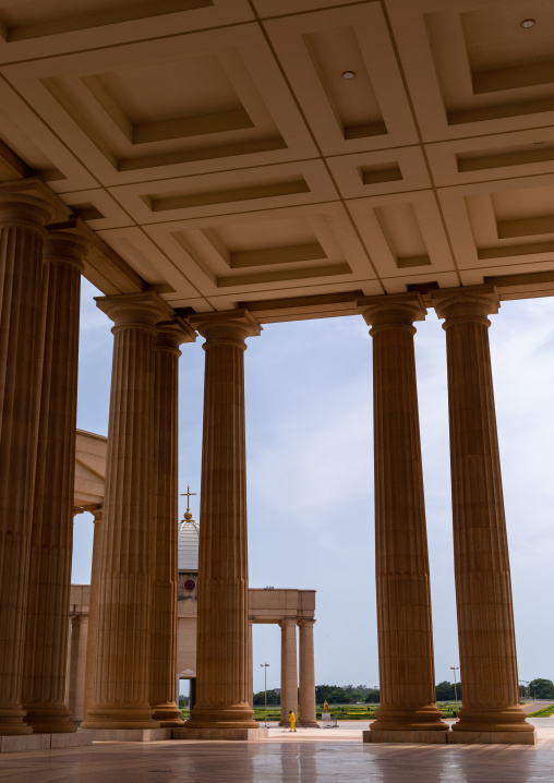 Colonnades in our lady of peace basilica christian cathedral built by Felix Houphouet-Boigny, Région des Lacs, Yamoussoukro, Ivory Coast
