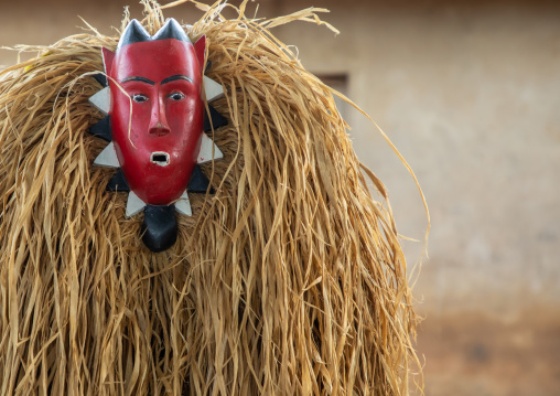 Goli sacred mask in Baule tribe during a ceremony, Région des Lacs, Bomizanbo, Ivory Coast