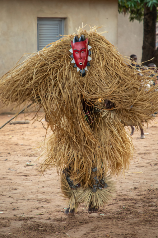 Goli sacred mask dance in Baule tribe during a ceremony, Région des Lacs, Bomizanbo, Ivory Coast