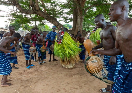 Goli sacred mask in Baule tribe during a ceremony, Région des Lacs, Bomizanbo, Ivory Coast