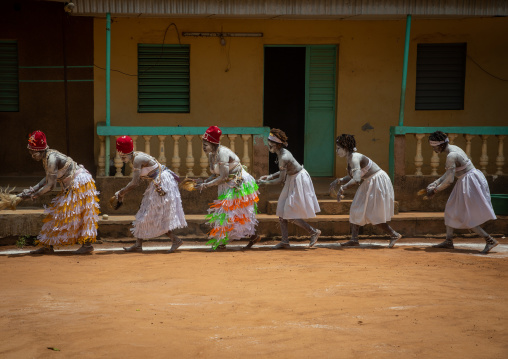 Women dancing during a ceremony in Adjoua Messouma Komians initiation centre, Moyen-Comoé, Aniassue, Ivory Coast